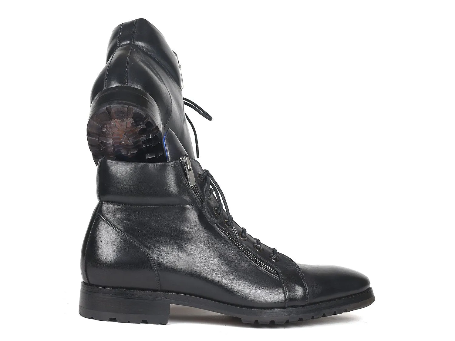 Paul Parkman Black Leather Side Zipper Boots