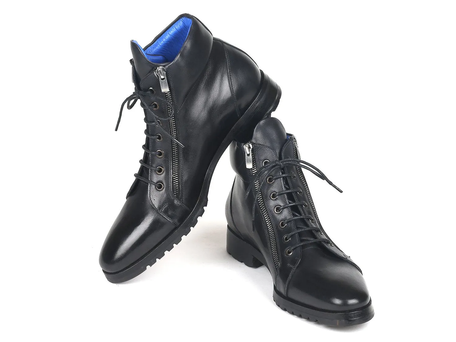 Paul Parkman Black Leather Side Zipper Boots
