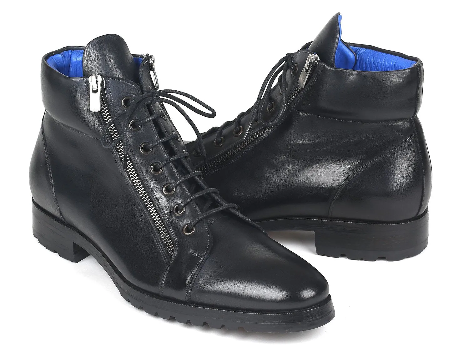 Paul Parkman Black Leather Side Zipper Boots