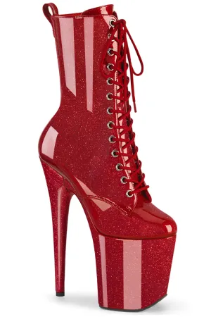 Pleaser USA Flamingo-1040GP 8inch Pleaser Boots - Ruby Glitter