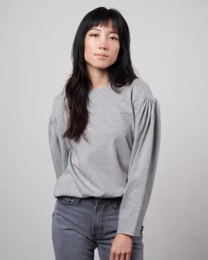 punto milano puff sleeve sweatshirt - heather grey