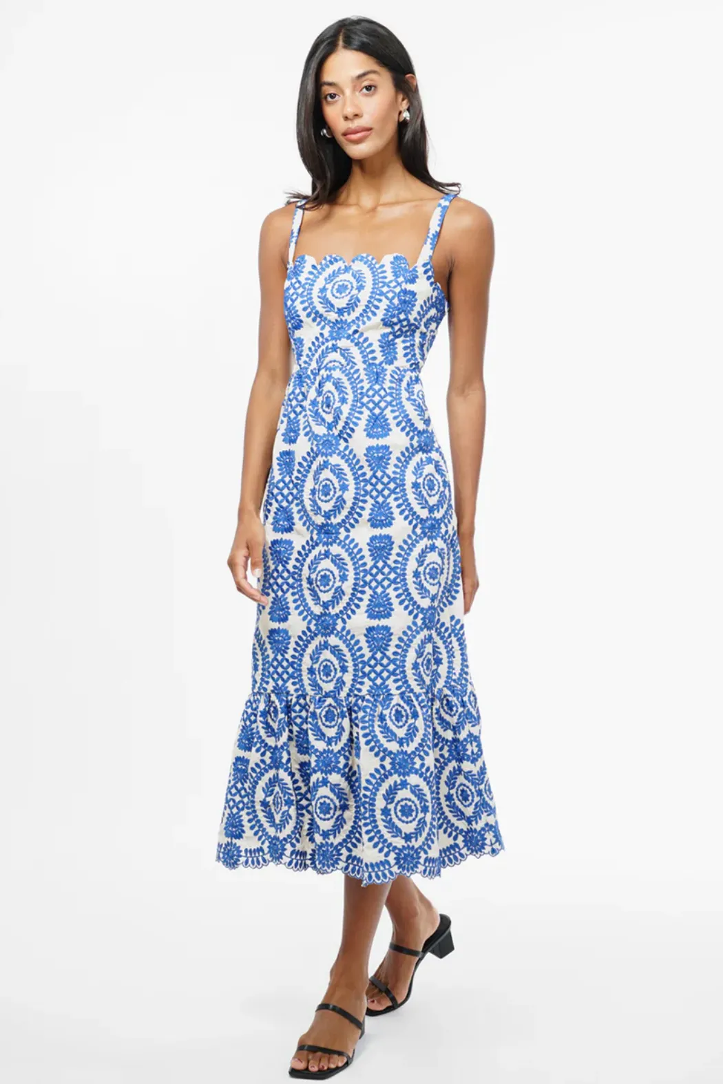 "Shanna" Embroidered Midi Dress