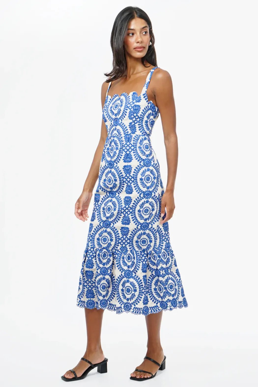 "Shanna" Embroidered Midi Dress
