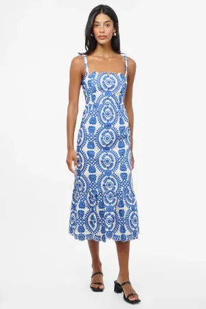 "Shanna" Embroidered Midi Dress