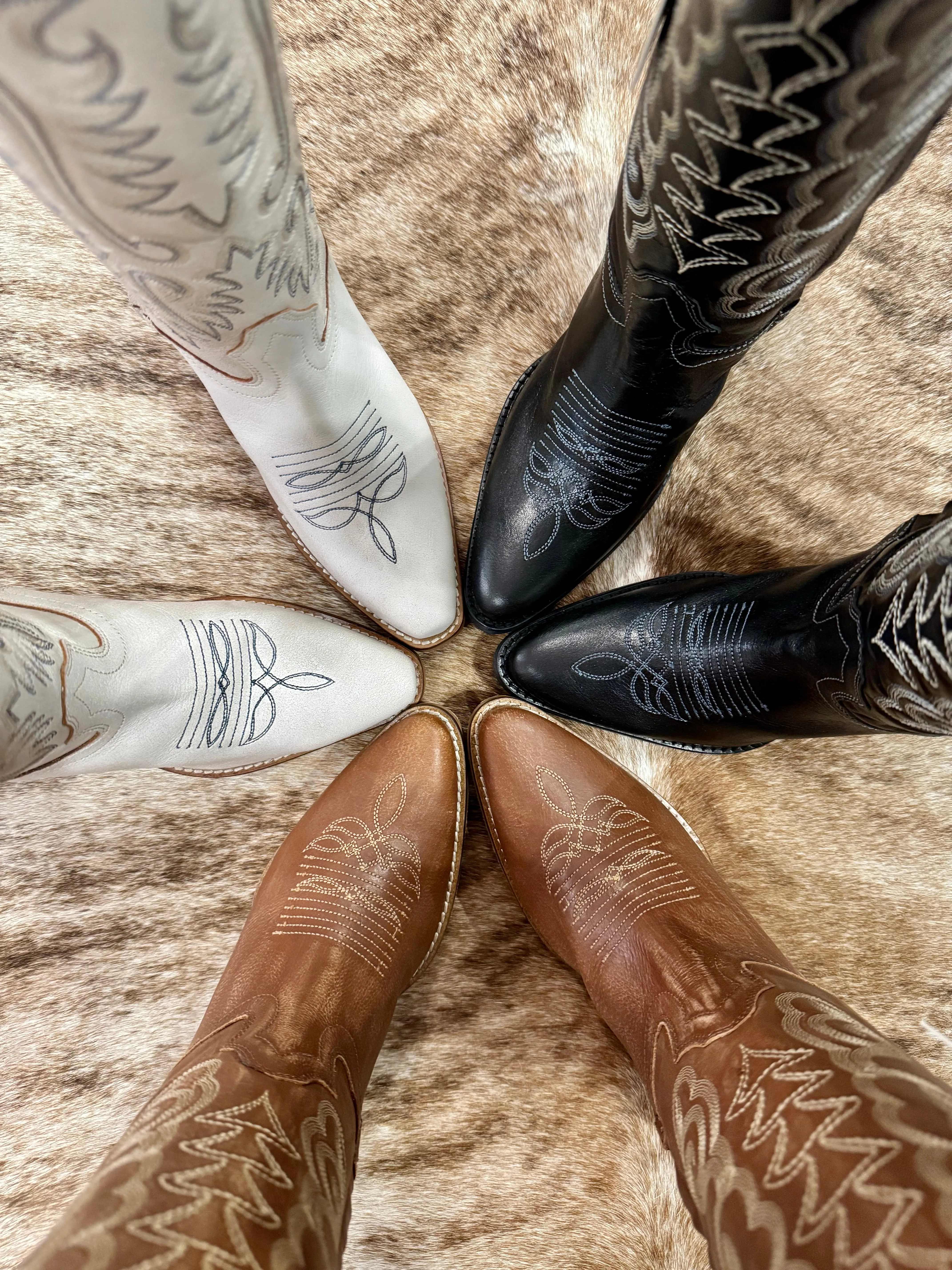 RESTOCK MYRA Ivory Embroidered Leather Boots