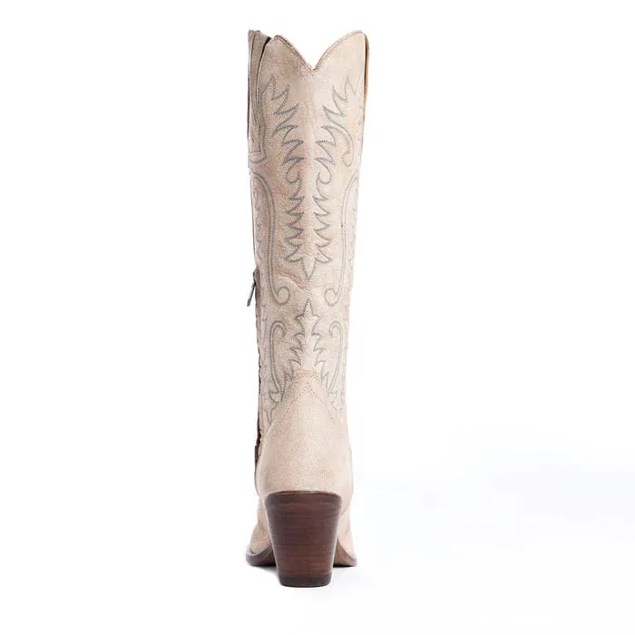 RESTOCK MYRA Ivory Embroidered Leather Boots