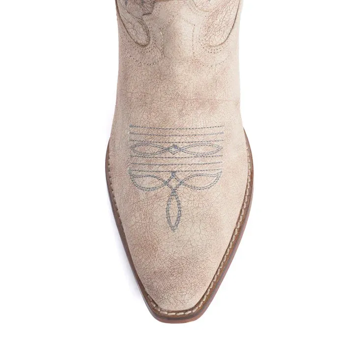 RESTOCK MYRA Ivory Embroidered Leather Boots