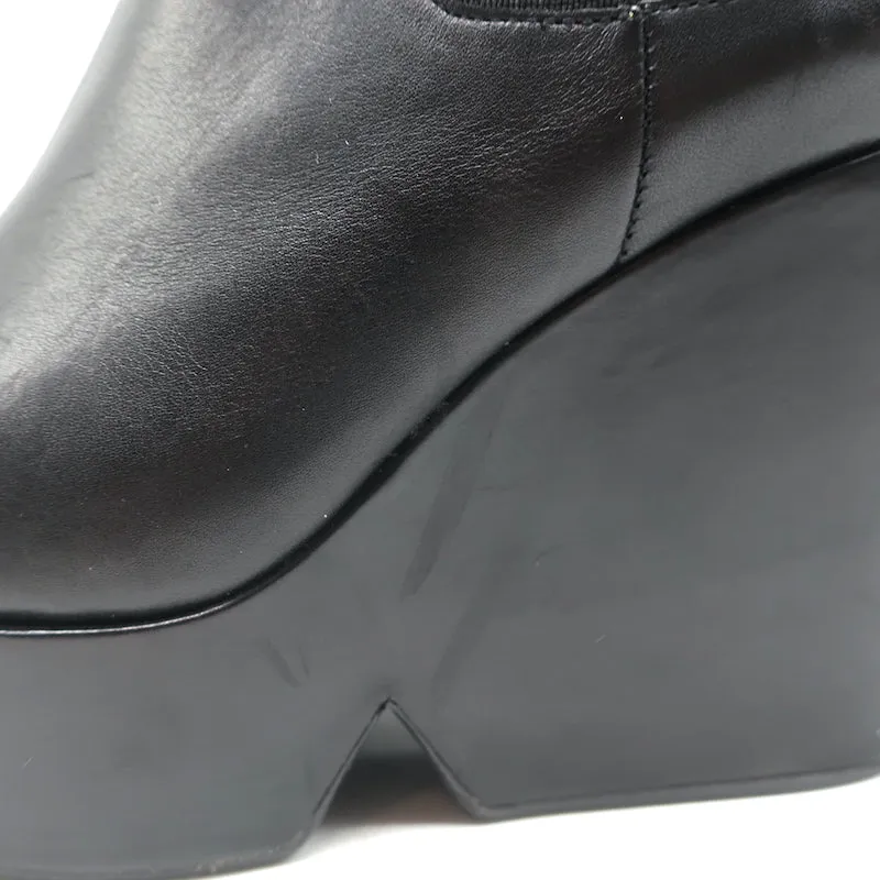 Robert Clergerie Beatrice Platform Wedge Ankle Boots Black Leather Size 36.5
