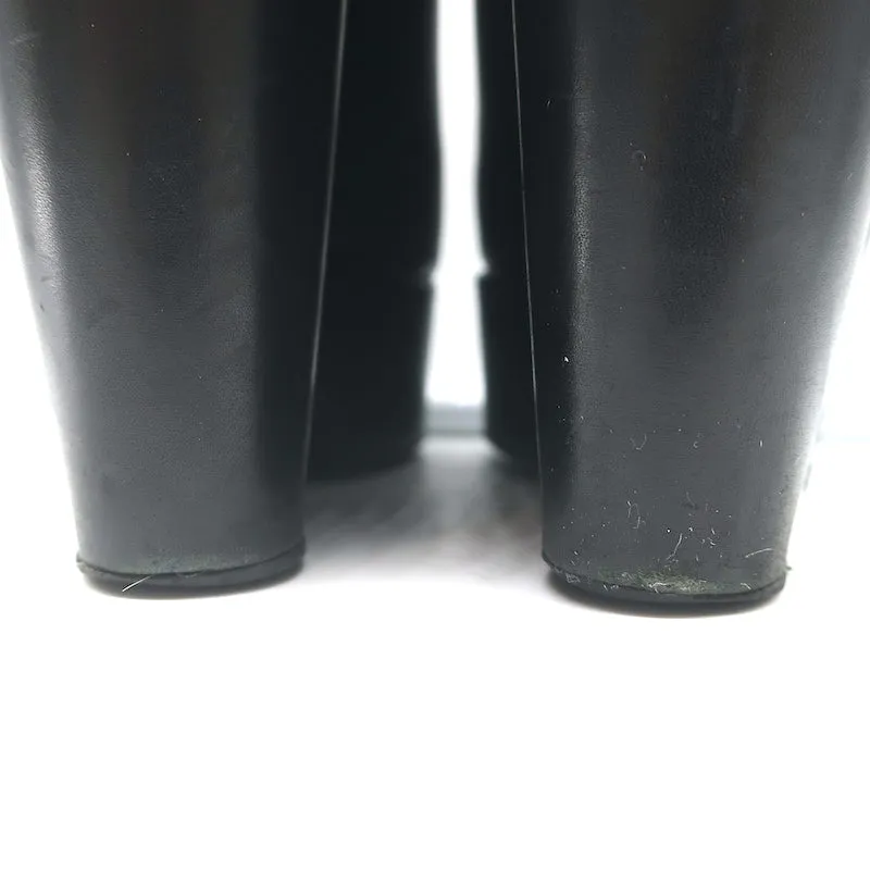 Robert Clergerie Beatrice Platform Wedge Ankle Boots Black Leather Size 36.5