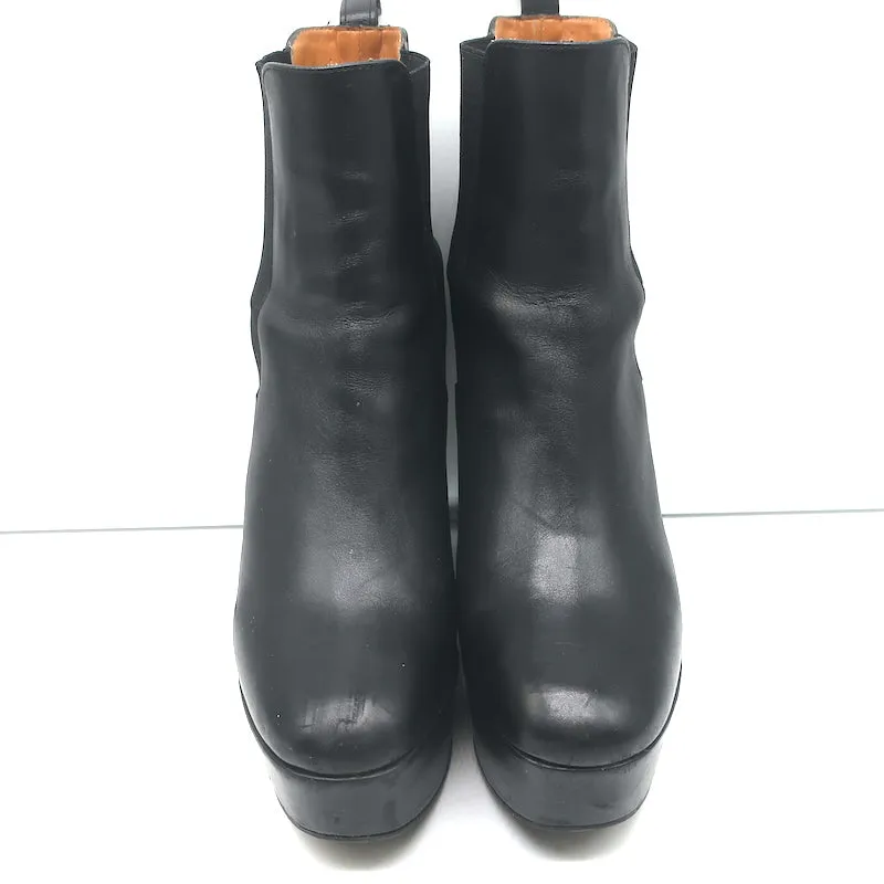 Robert Clergerie Beatrice Platform Wedge Ankle Boots Black Leather Size 36.5
