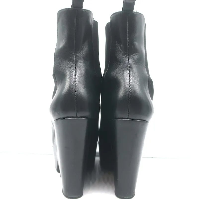 Robert Clergerie Beatrice Platform Wedge Ankle Boots Black Leather Size 36.5