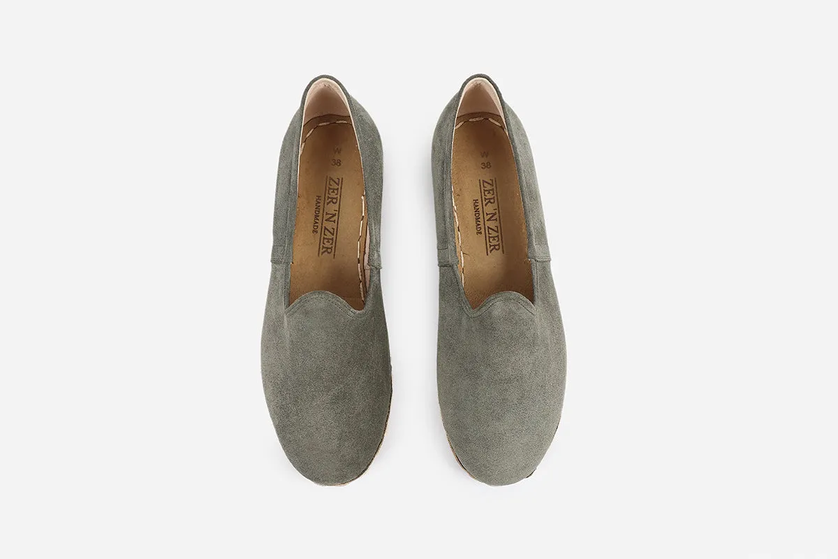Sage Green Handmade Suede Loafers (Women's)