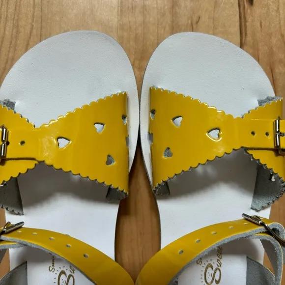 Salt Water Sandals by Hoy Sun San Sweetheart in Patent Leather Yellow