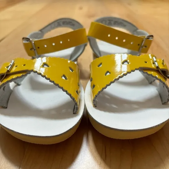 Salt Water Sandals by Hoy Sun San Sweetheart in Patent Leather Yellow