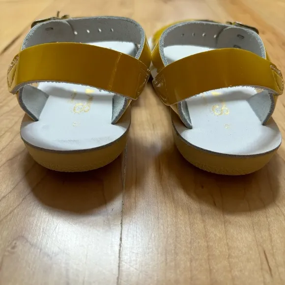 Salt Water Sandals by Hoy Sun San Sweetheart in Patent Leather Yellow