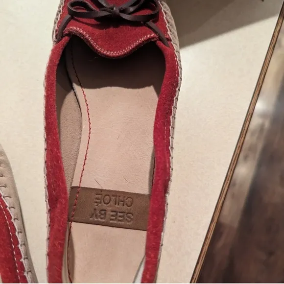 SEE BY CHLOE Red Suede Loafers Moccasins in Women’s 6