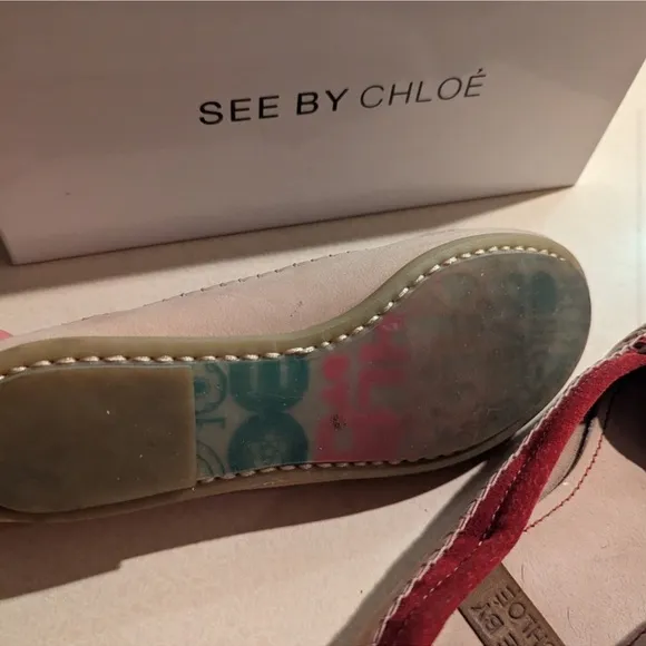 SEE BY CHLOE Red Suede Loafers Moccasins in Women’s 6