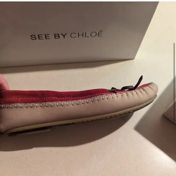 SEE BY CHLOE Red Suede Loafers Moccasins in Women’s 6