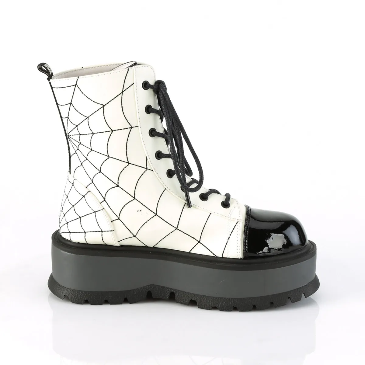 SLACKER-88  White Glow Vegan Leather-Black Patent