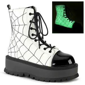 SLACKER-88  White Glow Vegan Leather-Black Patent
