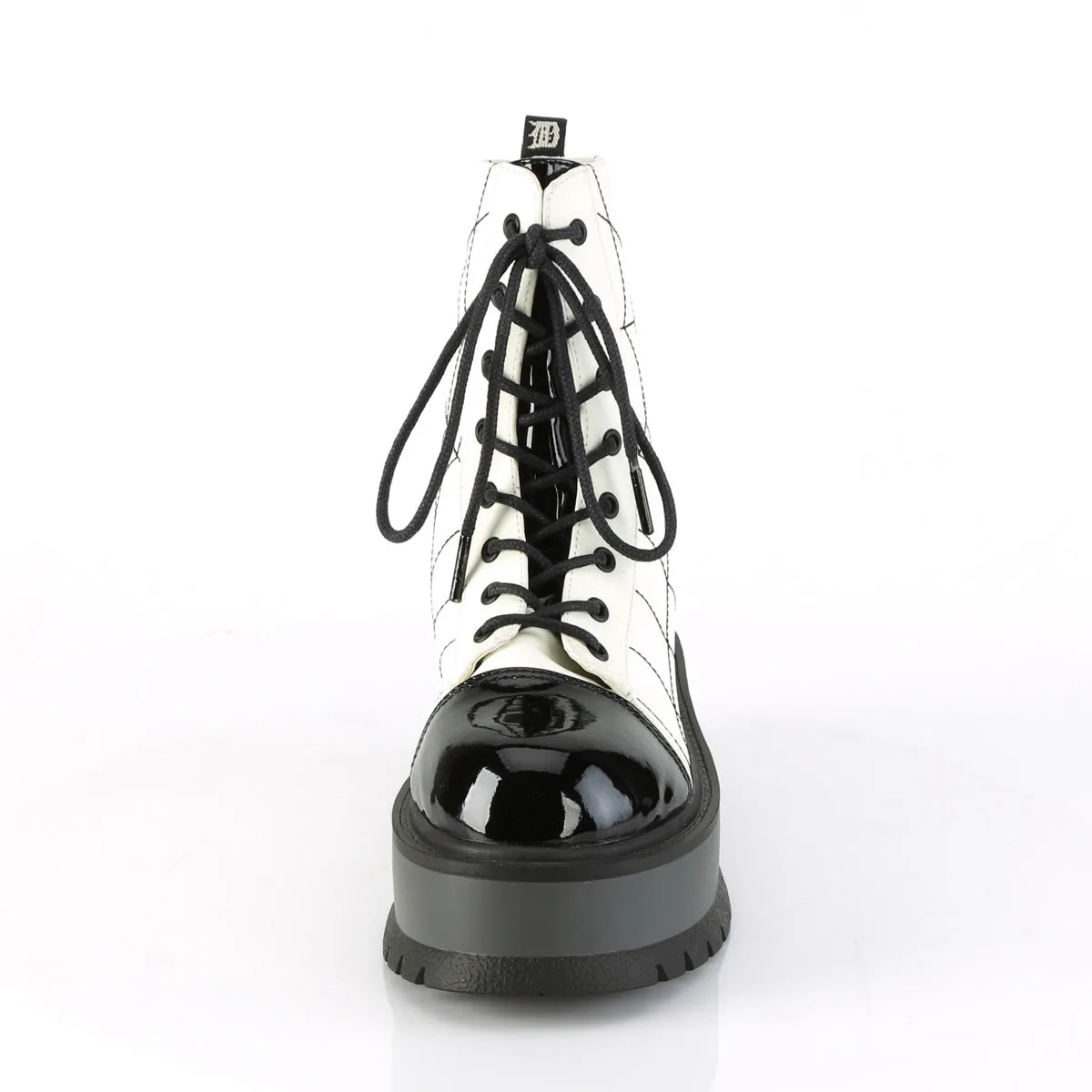 SLACKER-88  White Glow Vegan Leather-Black Patent