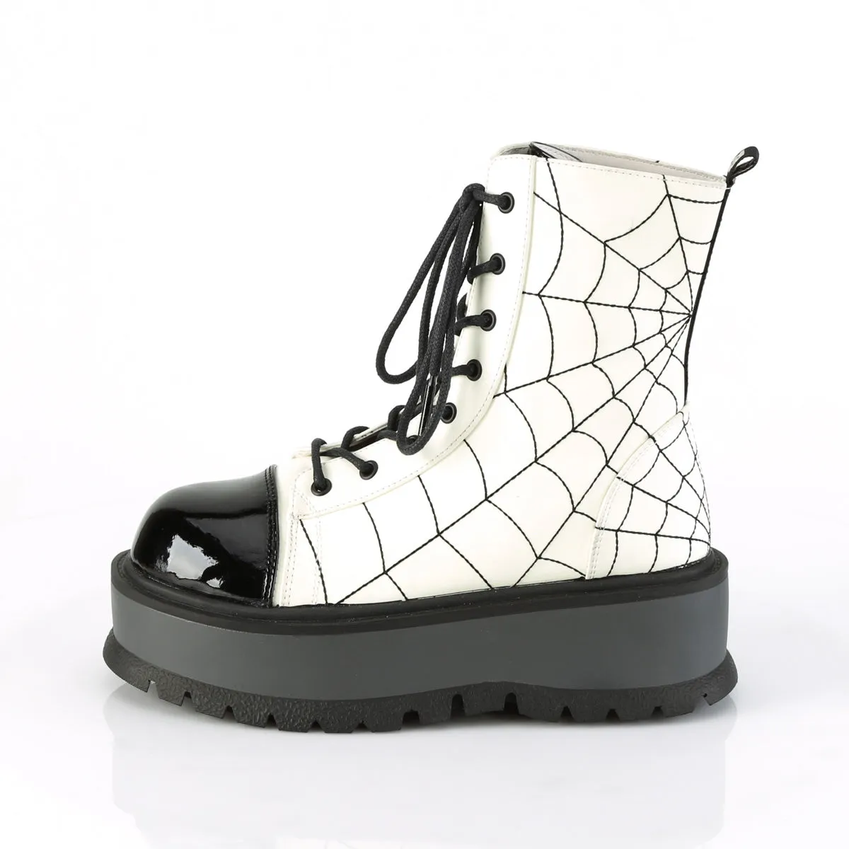 SLACKER-88  White Glow Vegan Leather-Black Patent