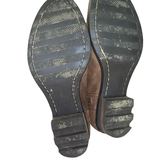 Sorel Lolla Bootie Sz 8.5 Side Zip Ankle Boots Leather Distressed Low Rise