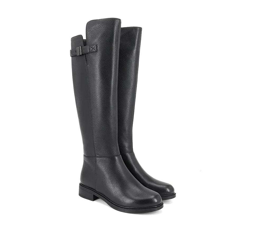 Special Design Boots Knee-High Warm Round Toe Genuine Leather Comfortable Square Heel Shoes Wool Women's Boots PC398
