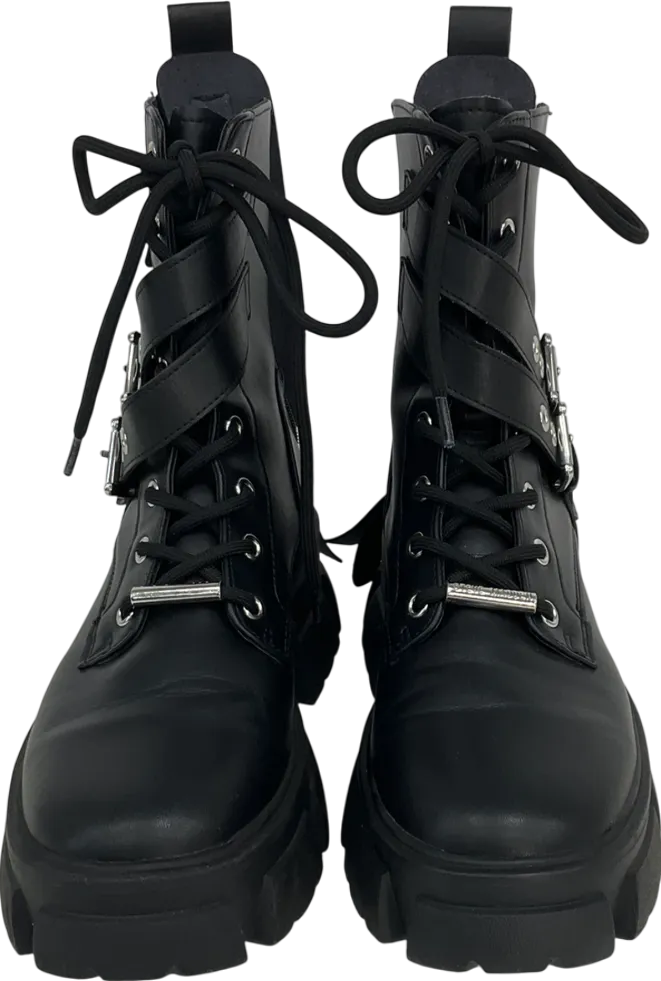 STEVE MADDEN Black Traction Action Leather Ankle Boots UK 6 EU 39 👠