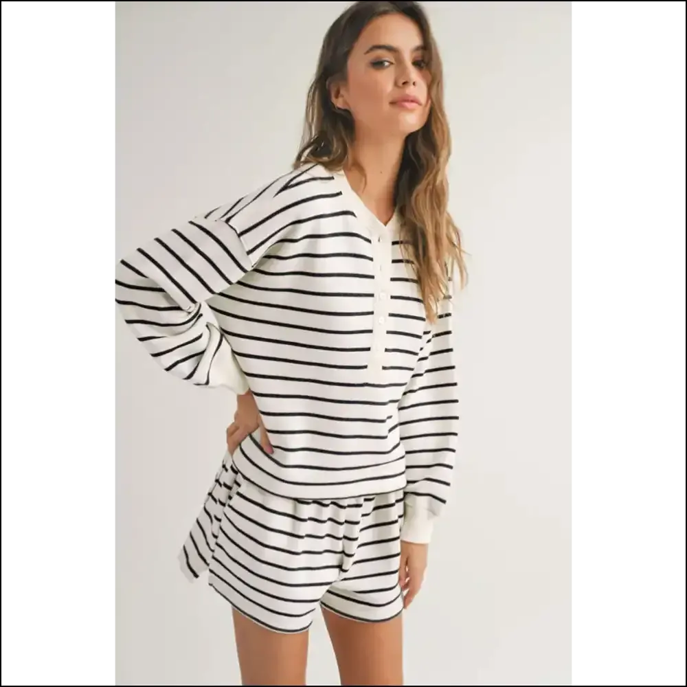 Striped Henley Pullover: Needful Things  Gorgeous Set 🖤🤍