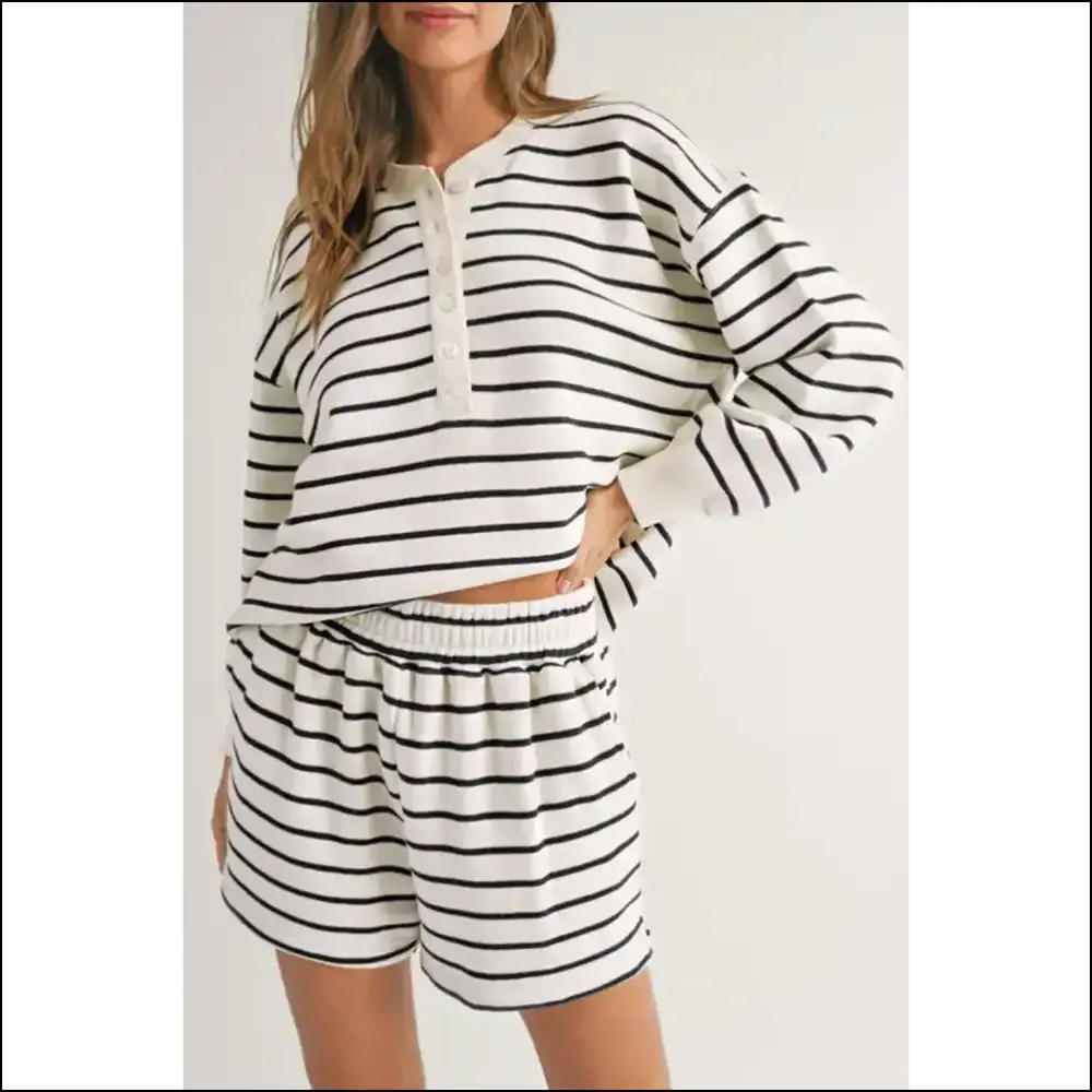 Striped Henley Pullover: Needful Things  Gorgeous Set 🖤🤍