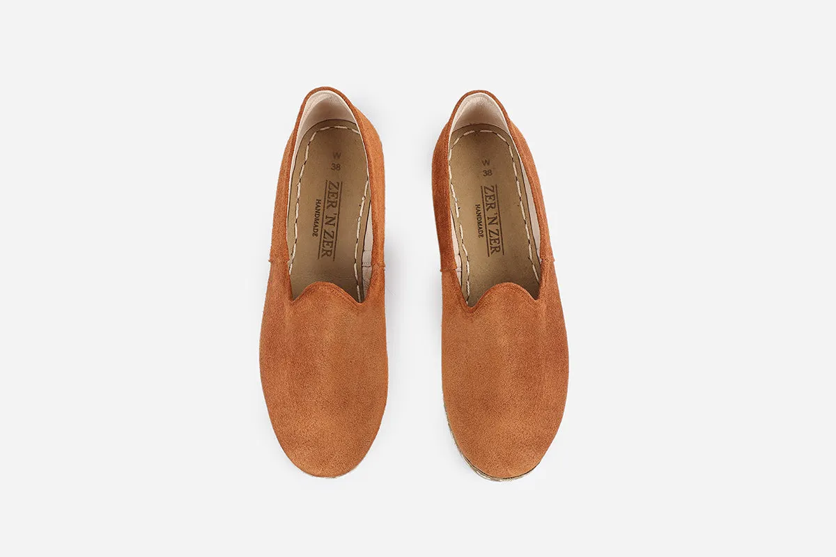 Sunset Orange Handmade Suede Loafers (Women's)