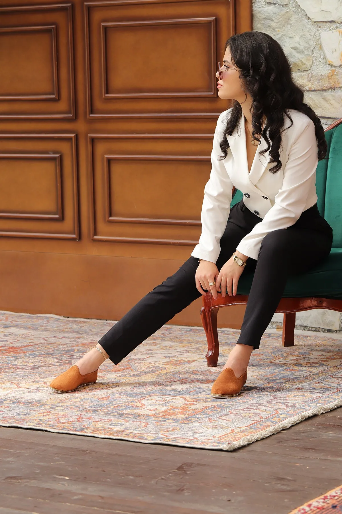 Sunset Orange Handmade Suede Loafers (Women's)