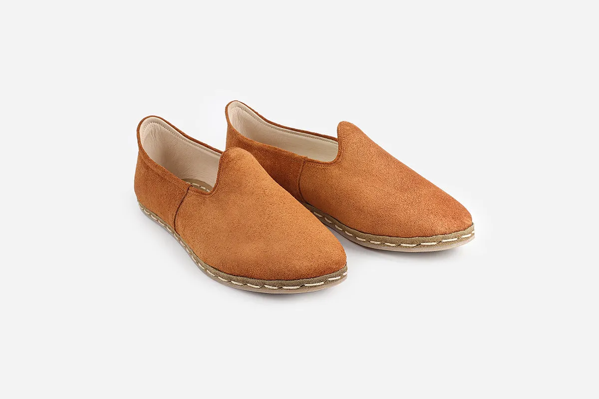 Sunset Orange Handmade Suede Loafers (Women's)