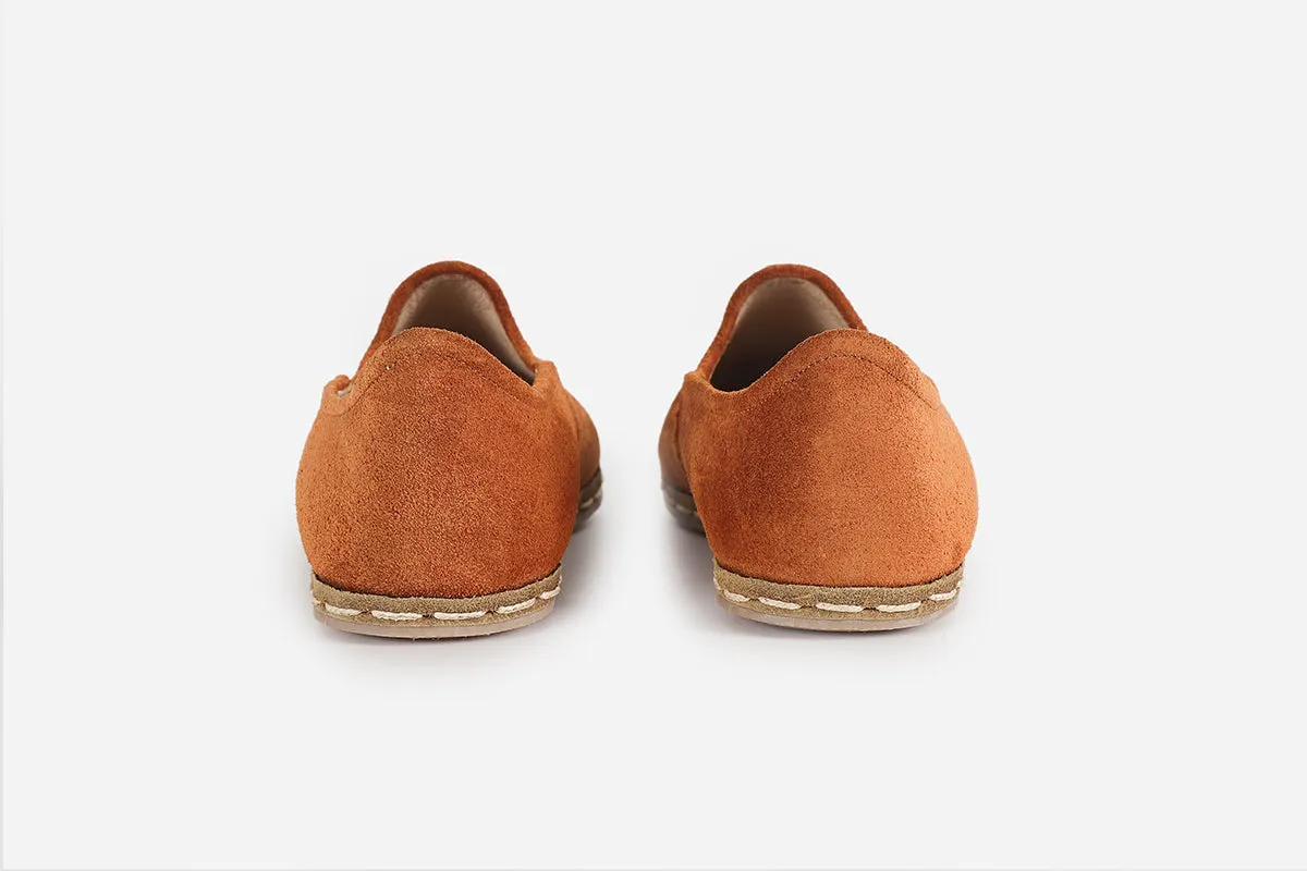Sunset Orange Handmade Suede Loafers (Women's)