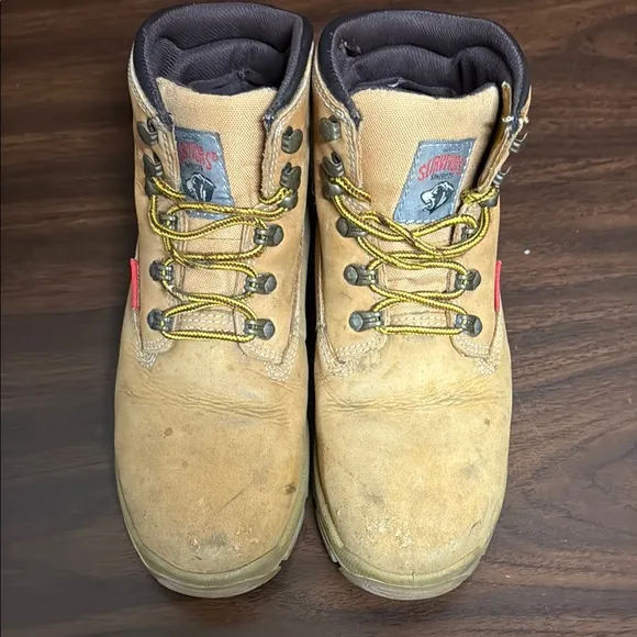 Tan Lace-Up High-Top Boots with Textured Leather
