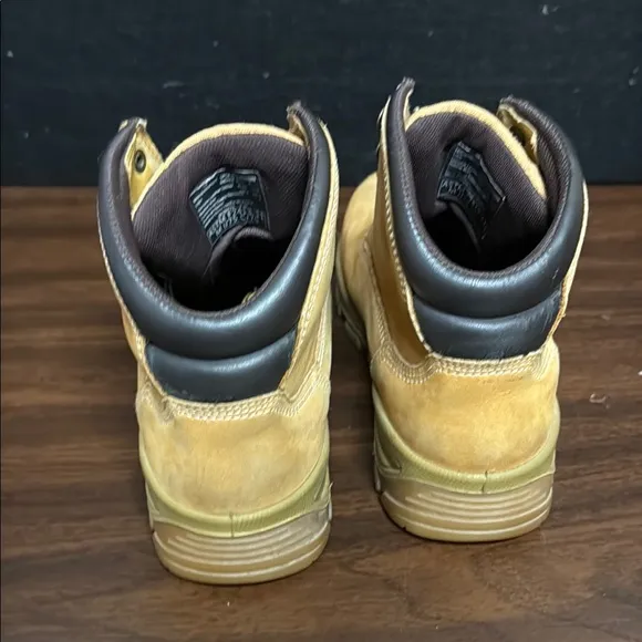 Tan Lace-Up High-Top Boots with Textured Leather