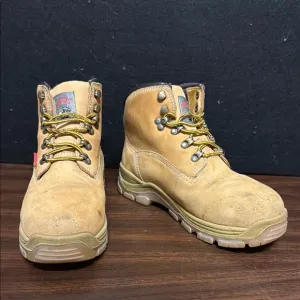 Tan Lace-Up High-Top Boots with Textured Leather