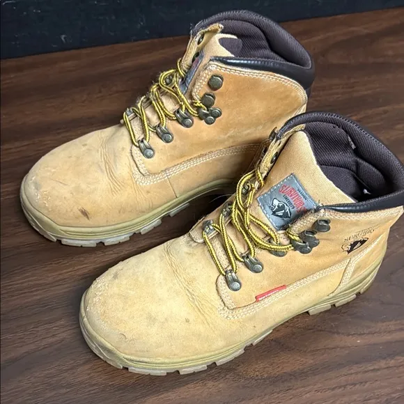 Tan Lace-Up High-Top Boots with Textured Leather