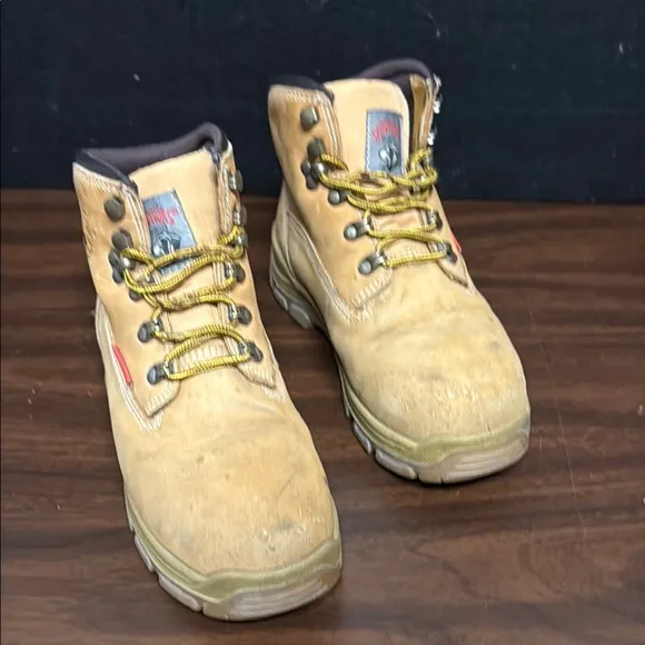 Tan Lace-Up High-Top Boots with Textured Leather