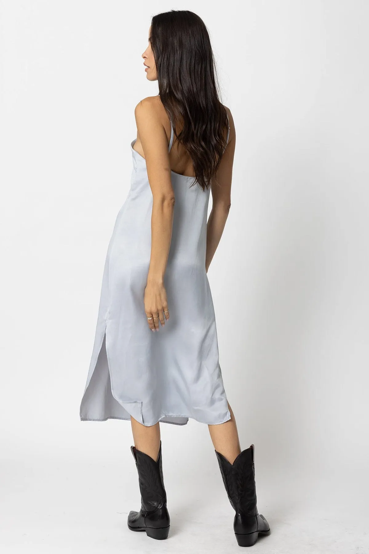 The Cupro Slip Midi Silver
