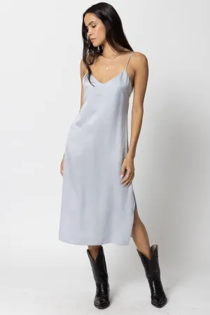 The Cupro Slip Midi Silver