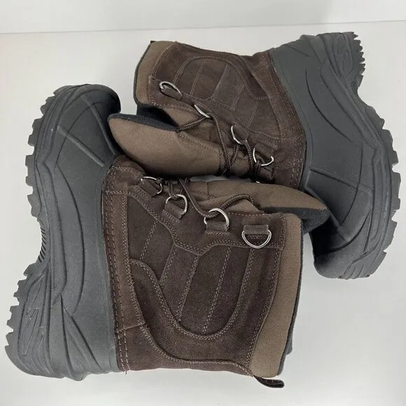 Totes Brown/Black Lined Men's Size 8 Weatherproof Waterproof Winter Duck Boots