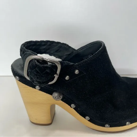 Ugg Dafni Suede Braided Slingback Mule Platform Studded Lined Heel Clog Boho