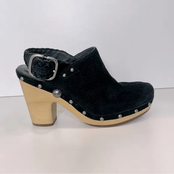 Ugg Dafni Suede Braided Slingback Mule Platform Studded Lined Heel Clog Boho