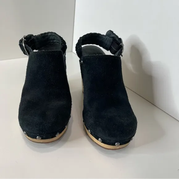 Ugg Dafni Suede Braided Slingback Mule Platform Studded Lined Heel Clog Boho