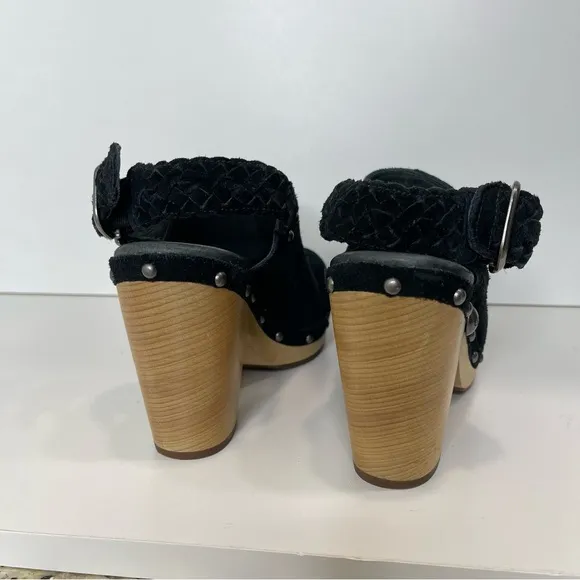 Ugg Dafni Suede Braided Slingback Mule Platform Studded Lined Heel Clog Boho