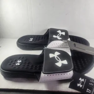 Under Armour Men Insite Pro SL Black &amp; White Adjustable Slide Sandals Size 17