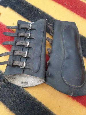 Used brown leather cob size brushing boots FREE POSTAGE☆