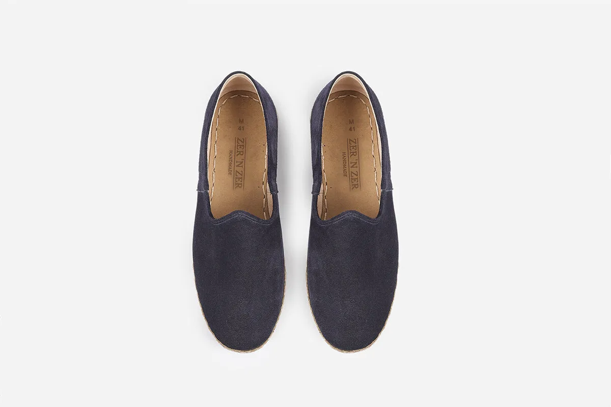 Velvet Midnight Blue Handmade Suede Loafers (Men's)